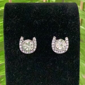 Elegant Silver Stud Horseshoe Earrings